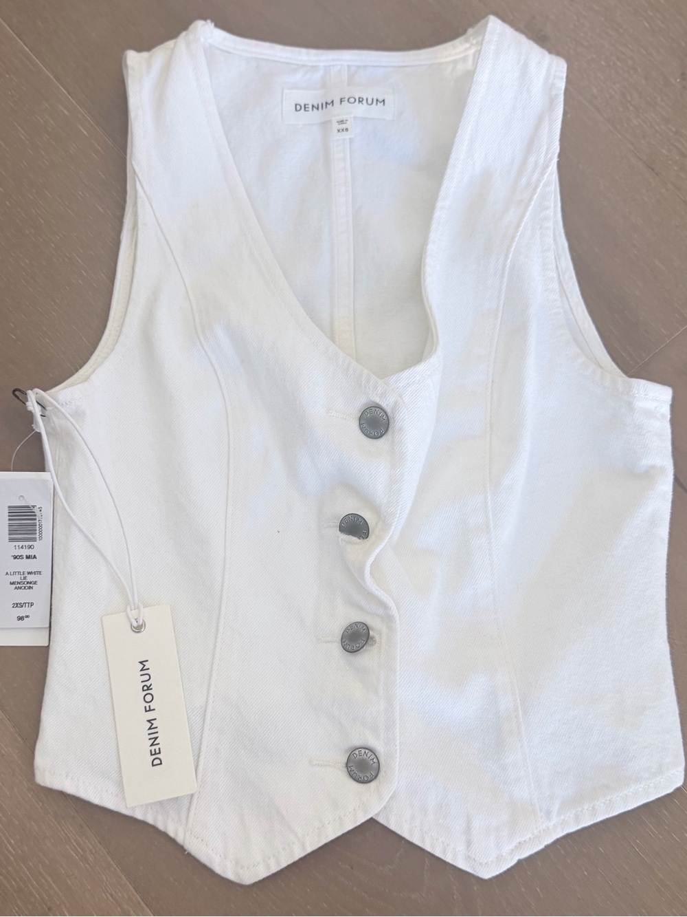 Aritzia/Denim Forum White Button-Front Tank Vest